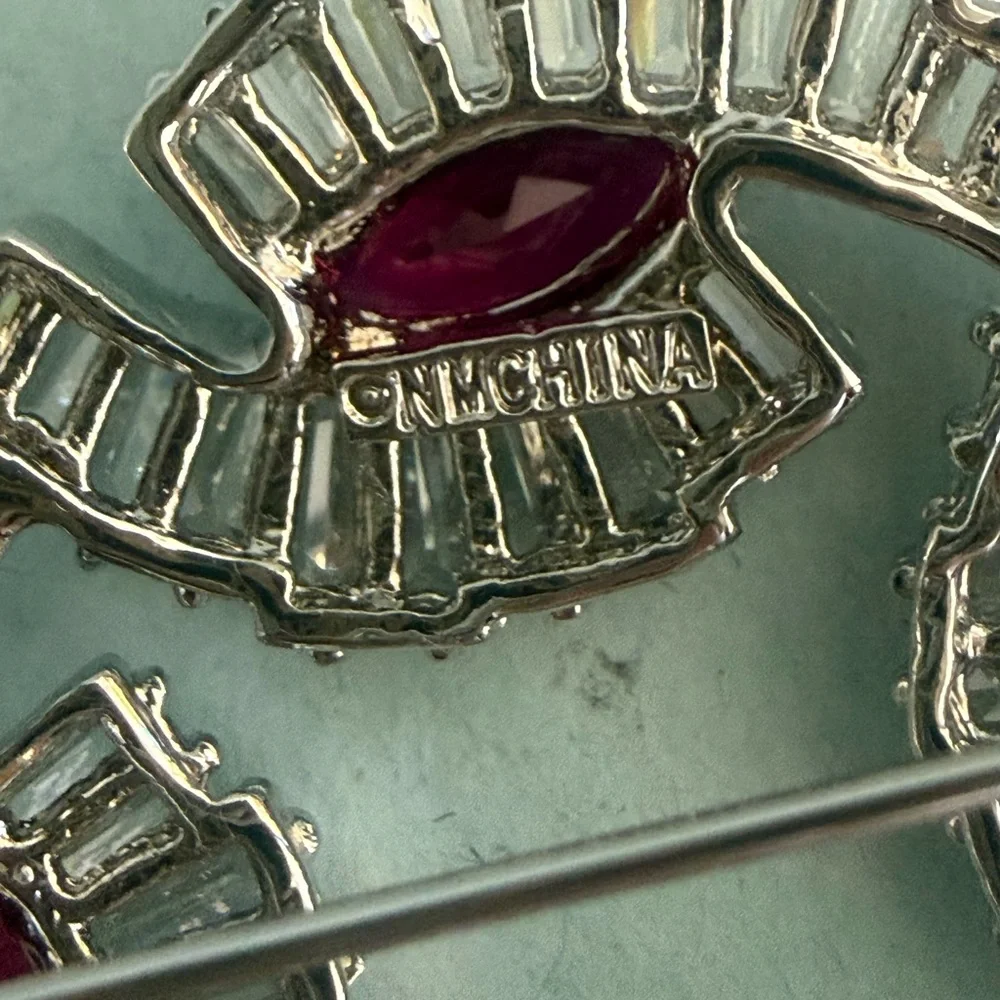 Nolan Miller Silver Brooch with Red Accents - Picture 4 of 4